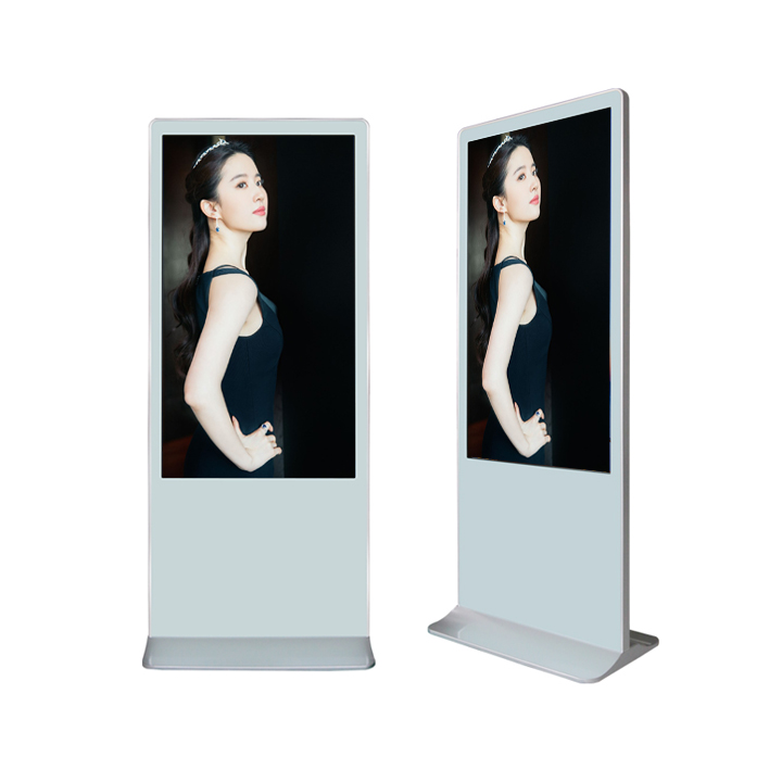 55 Inch White Floor Stand Lcd Advertising Player Kiosk